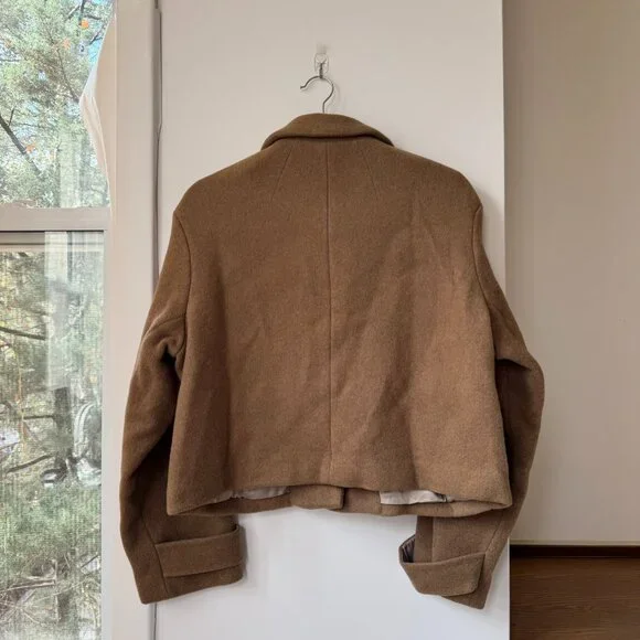 Reformation Enzo Jacket Wool Blend Short Tan Brown XS - Picture 7 of 15